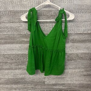 Who What Wear Green Tie Front Tank Top